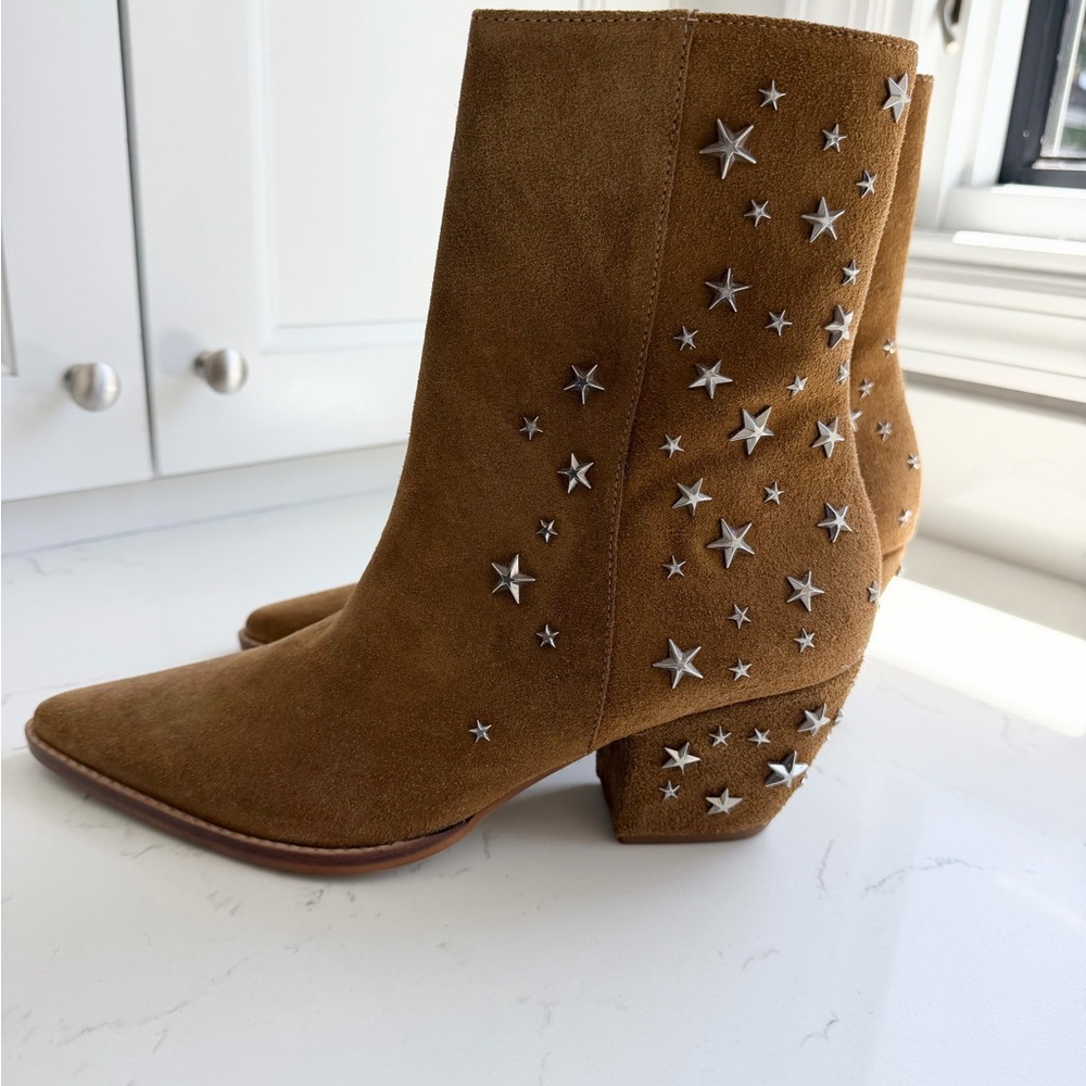 Matisse Brown Suede Star-Studded Ankle Boots - Picture 4 of 11